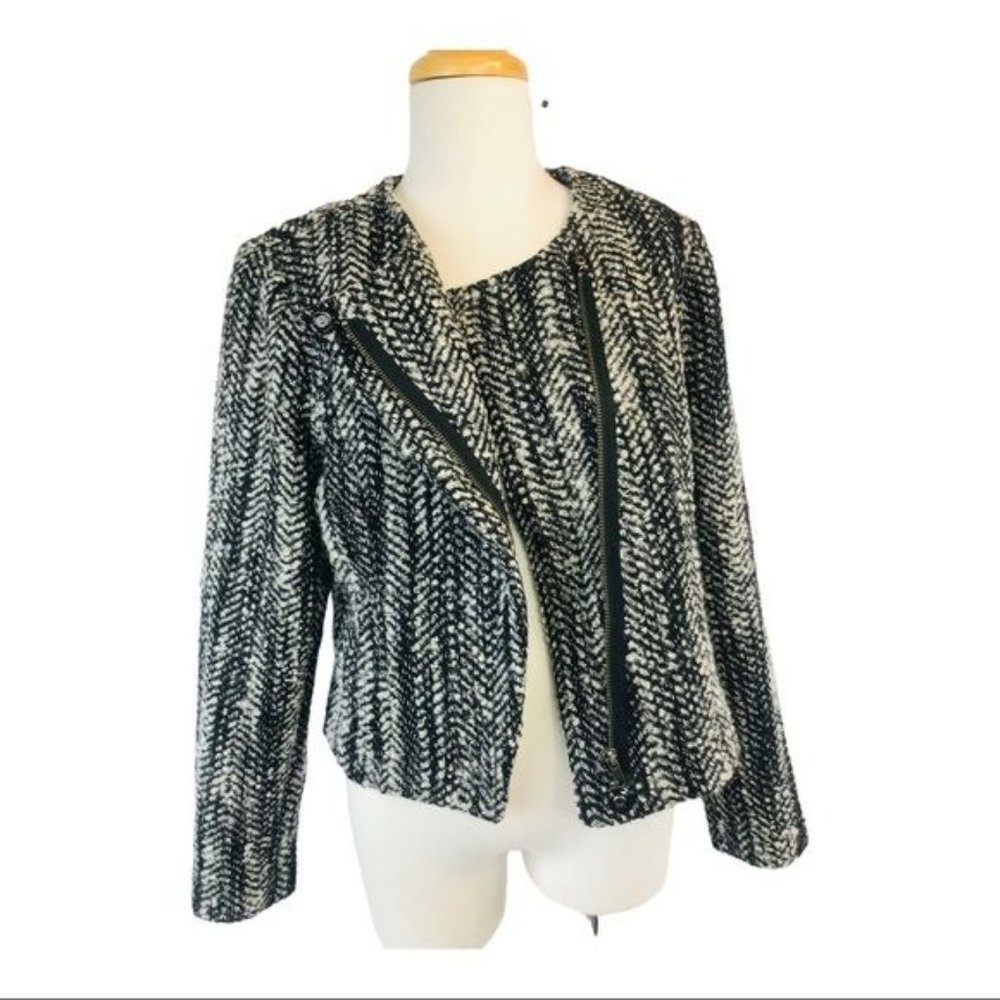 40% OFF SALE❗️ CAbi Tweed Moto Blazer Jacket Boucle Womens Size 10 - Picture 3 of 11
